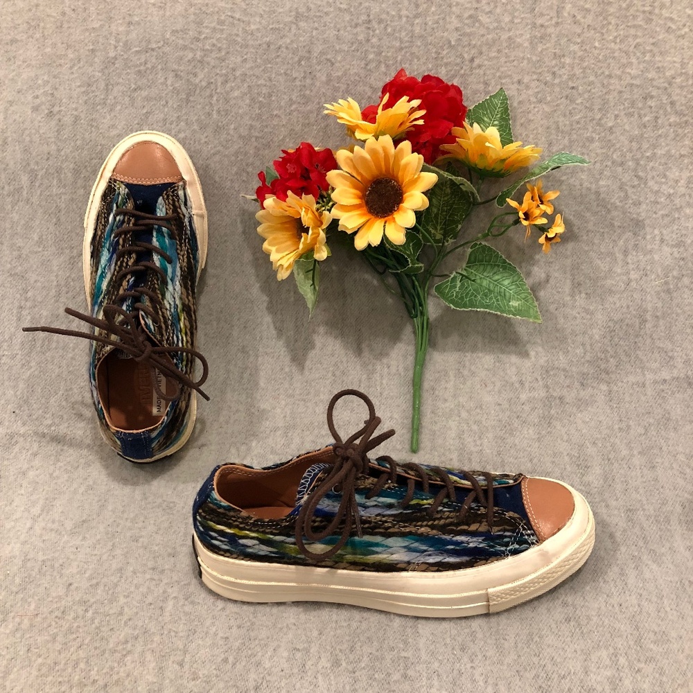 Converse Sneakers with Blue Multicolored Yarn Uppers
